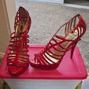 BEBE Red Strappy High Heel Sandals - Women